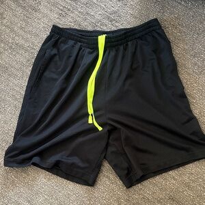 Black Men's Shorts with Neon Yellow Drawstring